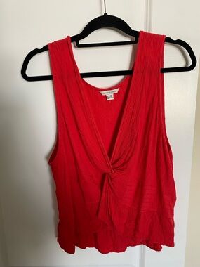 American Eagle Outfitters Red Twist-Front Tank Top